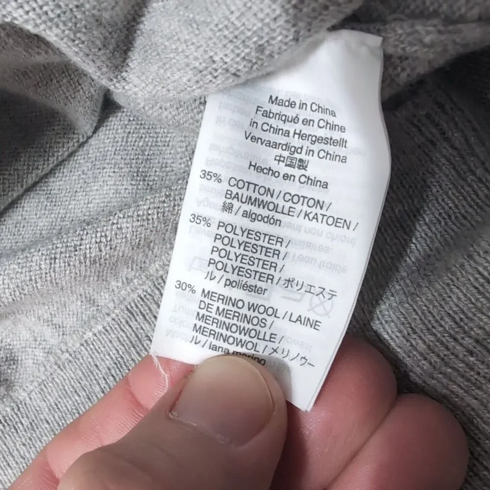 J. Crew Mercantile Men's Wool Blend 1/4 Zip Sweater, Light Gray‎ Size Sm Soft